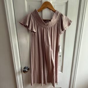 O'Neill Women's Off-The-Shoulder Smocked Gauze Dress - Blush Pink - Small - NWT
